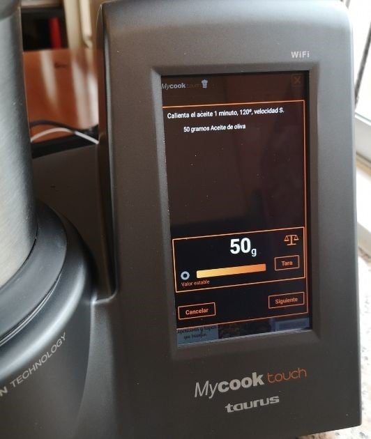 Pesare il cibo in ricetta guidata taurus mycook